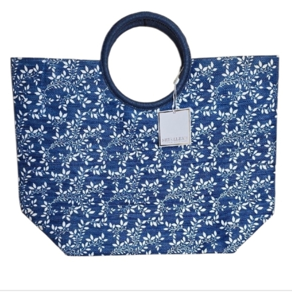 Shiraleah Handbags - Shiraleah Blue and White Floral Tote
